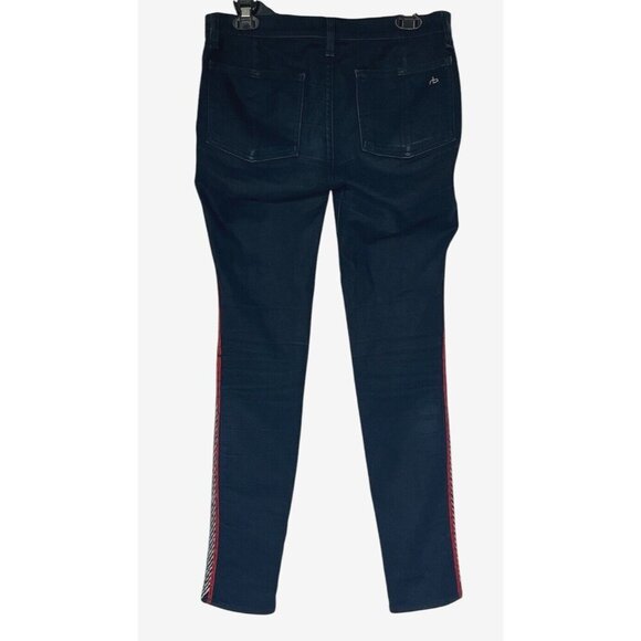 Rag & Bone Raja Midnight Denim Embroidered Side Stretch Skinny Ankle Jeans - Picture 3 of 11